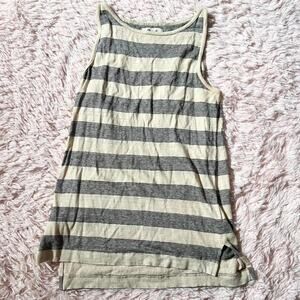 Madewell Women's Stripe Linen Earthy Hippie High Neck Sleeveless Tank Top XXS